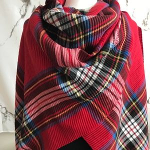 Red Plaid Blanket Scarf Marcus Adler Bra…
